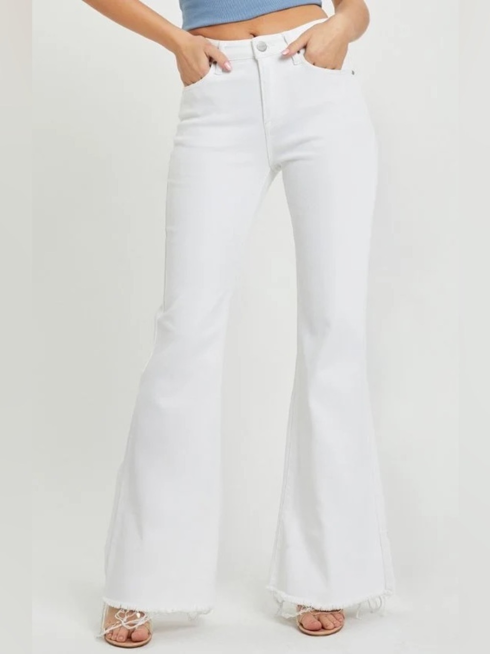 RISEN MID RISE FLARE WHITE JEANS RDP5361 Size 15/32  Boho Western
